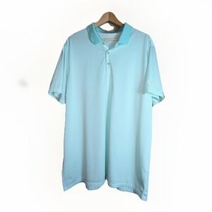 Nike Golf Mens XL Blue White Striped Short Sleeve Polo Shirt Dri Fit Standard